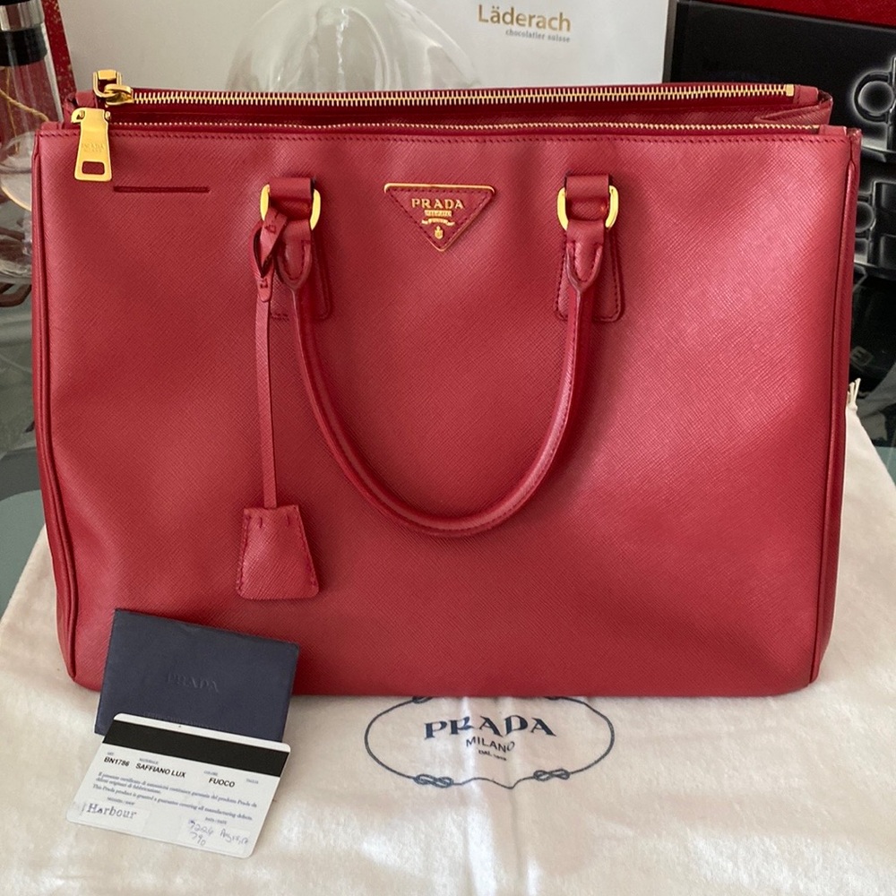 PRADA Saffiano Lux Large Galleria Double Zip Tote